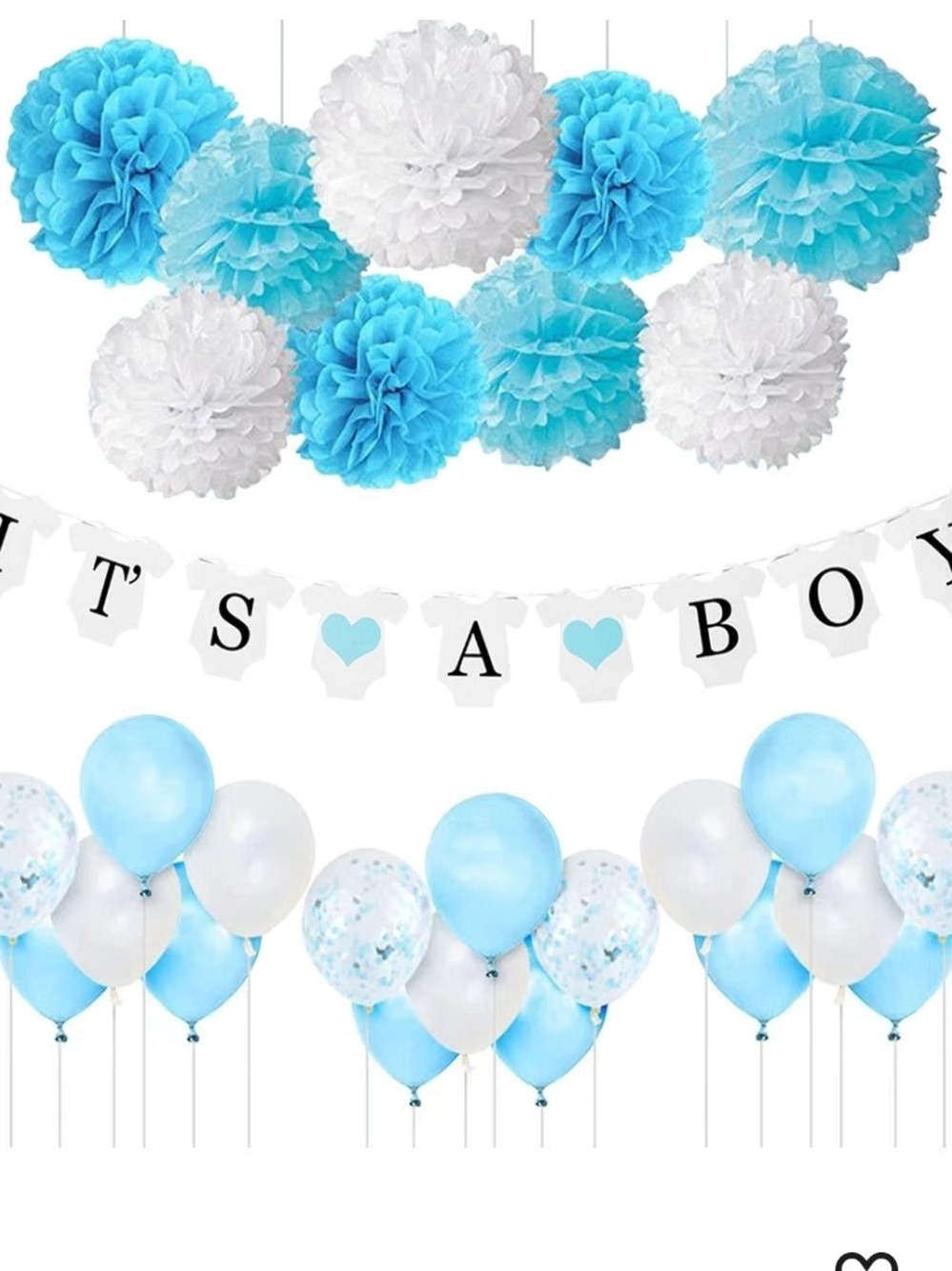 Blue & White 'It's a Boy' Party Decorations Kit - Baby Shower